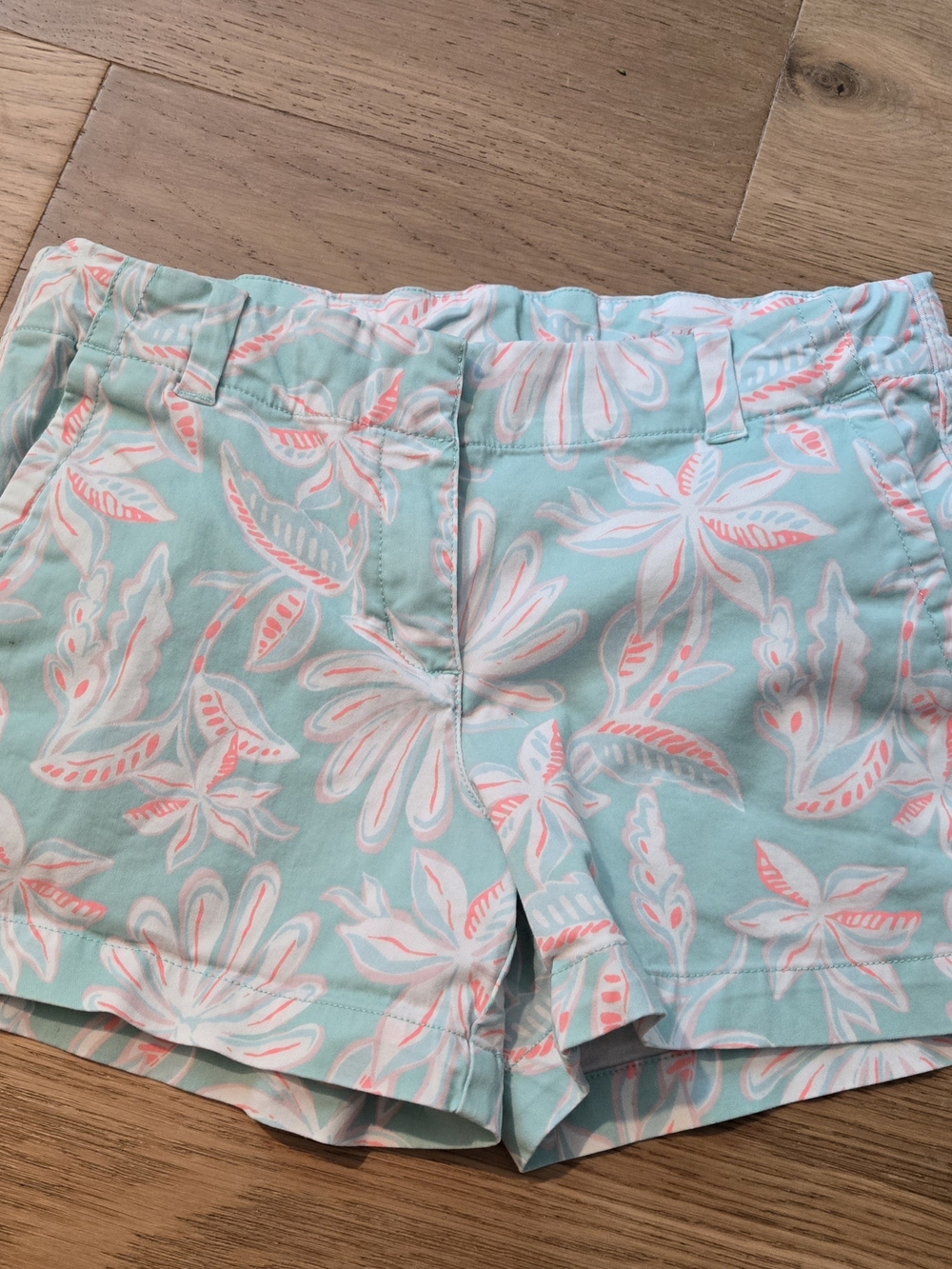 Girls Vinyard Vine Aqua Floral Print Shorts